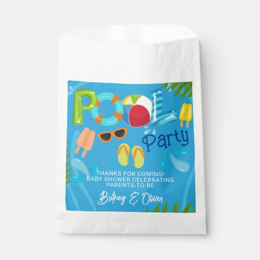 Zwembad Party Zomer Jongen Baby shower Bedankzakje (Voorkant)