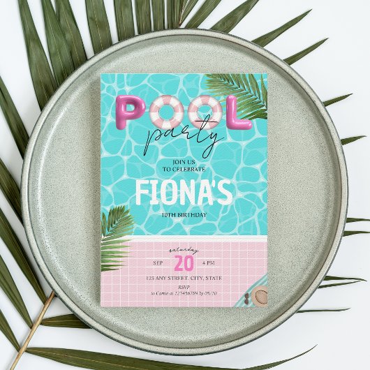 Zwembad Party Zomer Meisje Verjaardag Kaart