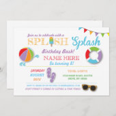 Zwembad Party Zwemmen Verjaardag Splish Splash Uit Kaart (Voorkant / Achterkant)