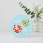 Zwembad Ringen Zomer Zwem Verjaardagsfeest Uitnodi Kaart (Staand voorkant)