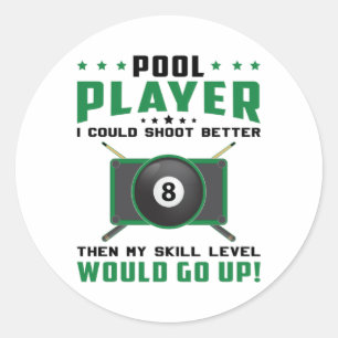 Zwembad snooker biljart 8 bal biljart cadeau idee ronde sticker
