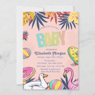 Zwembad Speelgoed Bladeren Hibiscus Baby Shower Kaart