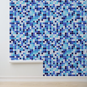 Zwembad Tegels, Blauw Mozaïek Tegels, Geometrisch  Behang