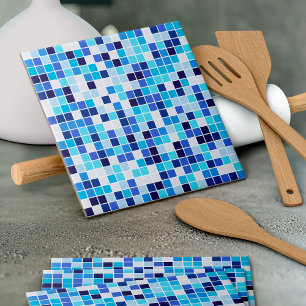 Zwembad Tegels, Blauw Mozaïek Tegels, Geometrisch Tegeltje