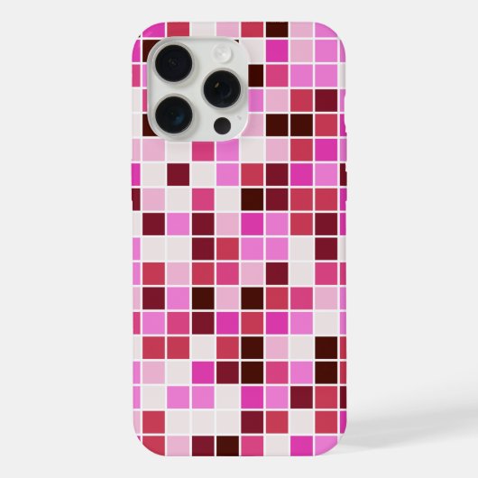 Zwembad Tegels, Roze Mozaïek Tegels, Geometrisch P iPhone Hoesje (Achterkant)