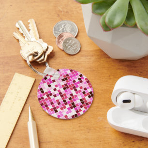 Zwembad Tegels, Roze Mozaïek Tegels, Geometrisch P Sleutelhanger