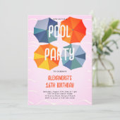 Zwembad Verjaardagsfeest Paraplu's Koel Roze Zoet  Kaart (Staand voorkant)