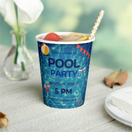 Zwembad Verjaardagsfeest Welkomstbord Papieren Bekers