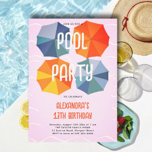 Zwembad Verjaardagsfeestparaplu's Cool Roze Tiener Kaart