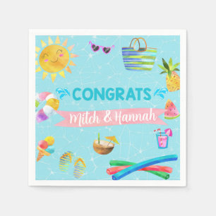 Zwembad zomer meisje baby shower servetten. servet