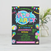 Zwembad Zomer Verjaardag Bash Kinderen Roze Partij Kaart (Staand voorkant)