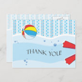 Zwembadfeest Bedankt Briefkaart - Boy (Voorkant / Achterkant)