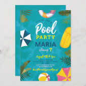 Zwembadfeest Drijvers Zomer Verjaardagsfeest Uitno Kaart (Voorkant / Achterkant)