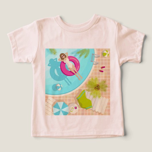 Zwembadfeest meisje in bikini zomerstrand (Design voorkant)