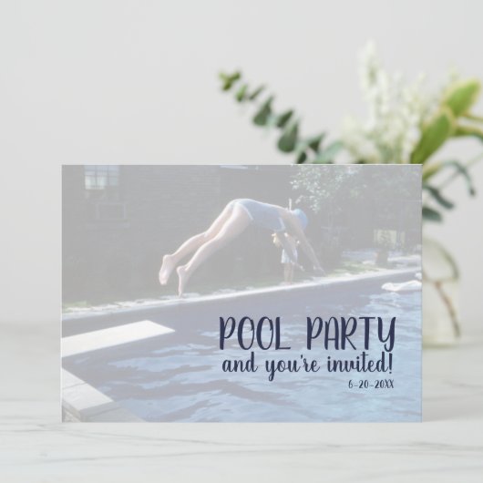 Zwembadfeest Mid-century Zwempak Kaart (Staand voorkant)