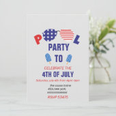 Zwembadfeest op 4 juli kaart (Staand voorkant)