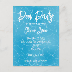 Zwembadfeest Sweet 16 Waterblauw Minimalistisch Ve Uitnodiging Briefkaart