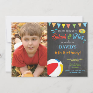 Zwembadfeest Verjaardagsuitnodiging Plons Plons Jo Kaart