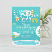 Zwembadfeestje Kinderverjaardagsuitnodiging Kaart (Staand voorkant)