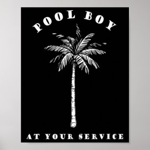 Zwembadjongen tot uw dienst Coconut Tree Fun Hallo Poster
