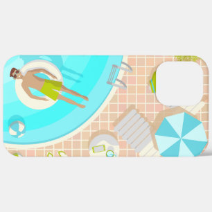 Zwembadman op tropische zomerstrandvakantie iPhone 12 pro max hoesje