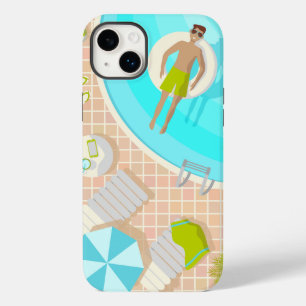 Zwembadman op tropische zomerstrandvakantie Case-Mate iPhone 14 plus hoesje