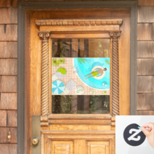 Zwembadman op tropische zomerstrandvakantie raamsticker