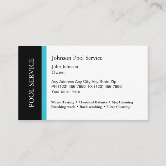 Zwembadservice Visitekaartje (Voorkant)