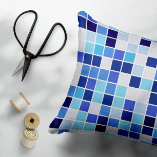 Zwembadtegels, Blauwe Mozaïektegels, Geometrisch P Accent Kussen