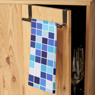 Zwembadtegels, Blauwe Mozaïektegels, Geometrisch P Theedoek