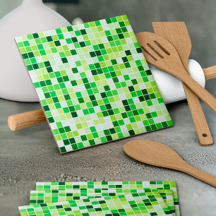 Zwembadtegels, groene mozaïektegels, geometrisch p tegeltje