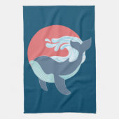 zwemblauwe walvis theedoek (Verticaal)