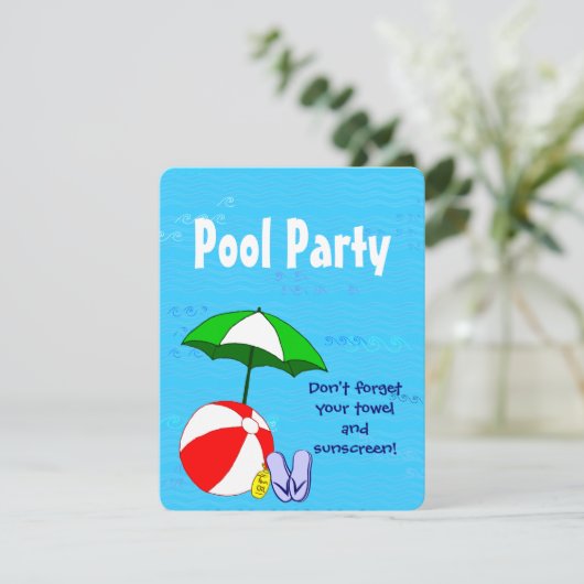 Zwembolthema Aangepaste feestdagen Kaart (Staand voorkant)