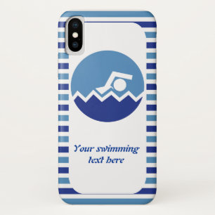 Zwemcadeaus, zwemmer icoon blauwe strepen iPhone x hoesje