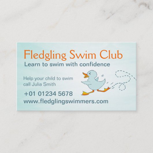 Zwemclub Zwemdocenten visitekaartje (Voorkant)