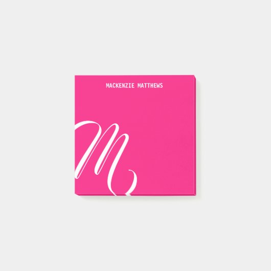 Zwemel Monogram kleurrijk Roze Aangepaste Naam Post-it® Notes (Voorkant)