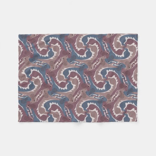 Zwemeldraden Tesselation Blue Brown Blanket 7 Fleece Deken (Voorkant (Horizontaal))