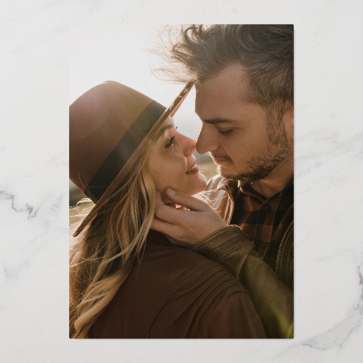 Zwemele goudkalligrafie Foto Opslaan Datum Folie Uitnodiging (Achterkant)