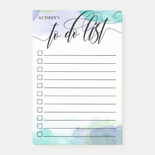 Zwemele kalligrafie - Aqua - checkbox om lijst te Post-it® Notes (Voorkant)