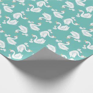 Zwemelen Baby shower Vogel met kroonthema Blauwgro Cadeaupapier