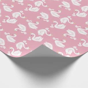 Zwemelen Baby shower Vogel met kroonthema Roze Cadeaupapier