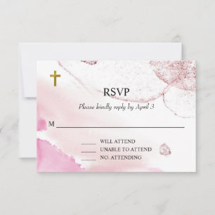 Zwemelen en draaien roze wolken Baptism RSVP-kaart RSVP Kaartje