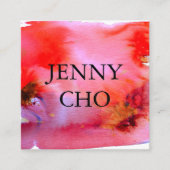 Zwemelen en spetters waterverf visitekaartje vierk (Voorkant)