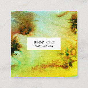 Zwemelen en spetters waterverf visitekaartje vierk