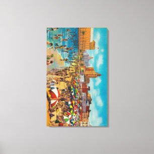 Zwemelen in de Lagoon, Long Beach Canvas Afdruk