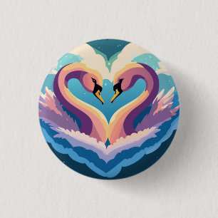 Zwemelen in liefde ronde button 3,2 cm