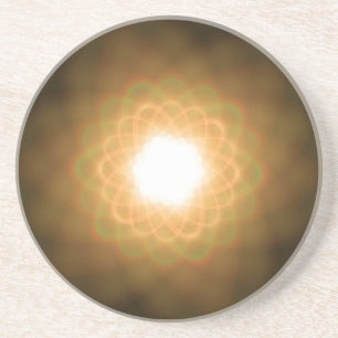 Zwemelen van geel licht op zwart zandsteen onderzetter