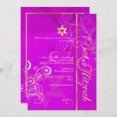 Zwemelen van het merk Mitzvah/hete roze/goud Kaart (Voorkant / Achterkant)