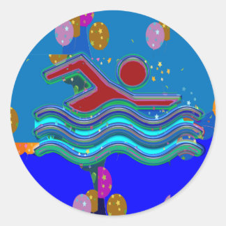 ZWEMEN:  Koel mijnen in Hot Times Ronde Sticker