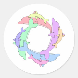 Zwemende dolfijnen en baby's ronde sticker